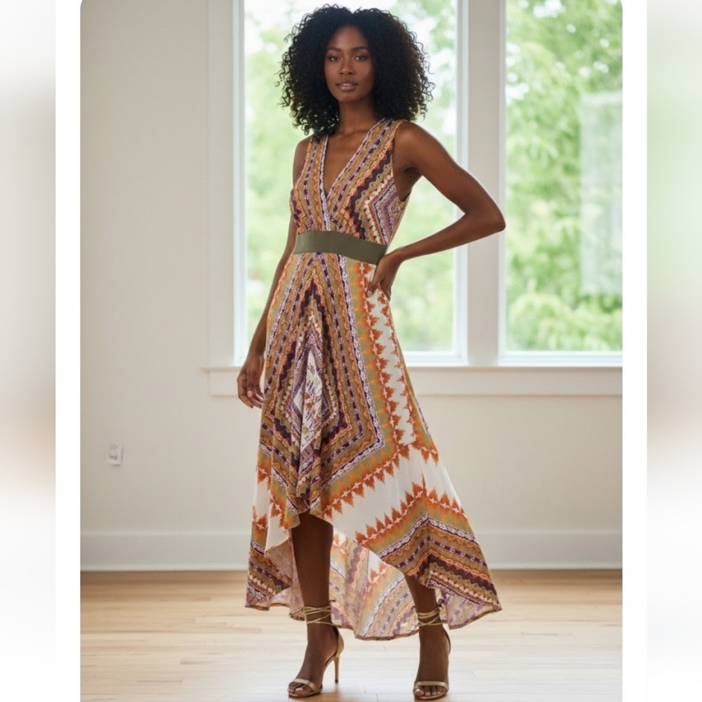 Antonio Melani Multicolor Chevron Aztec Maxi Dress
